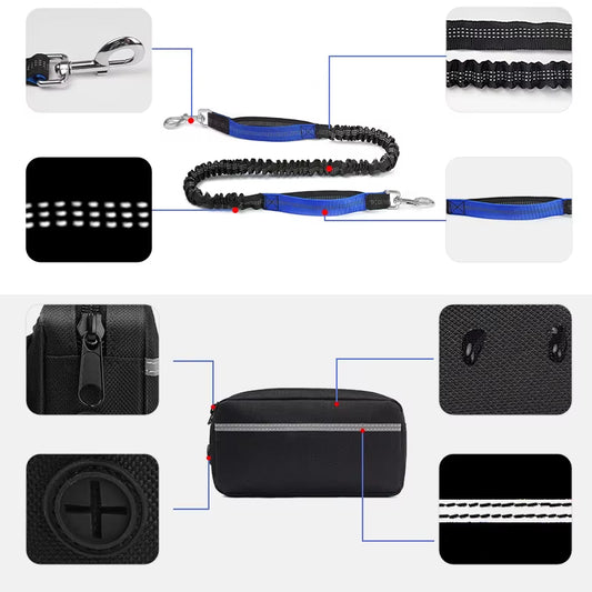 Multifunctional Sports Waist Bag Extended and Thickened Leash for Dog Walking and Dog Leash Pet Running Leash with Waist Bag