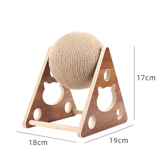 Cat Scratcher Sisal Rope Ball Cat Scratching Post Wood Stand Anti-Scratch Toy for Cats